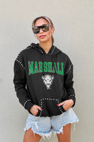 MARSHALL THUNDERING HERD BELLE OF THE BALL STUDDED DETAIL FLEECE FRONT POCKET HOODIE