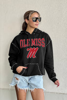 OLE MISS REBELS BELLE OF THE BALL STUDDED DETAIL FLEECE FRONT POCKET HOODIE