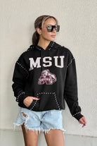 MISSISSIPPI STATE BULLDOGS BELLE OF THE BALL STUDDED DETAIL FLEECE FRONT POCKET HOODIE