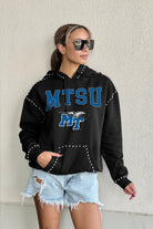 MIDDLE TENNESSEE STATE BLUE RAIDERS BELLE OF THE BALL STUDDED DETAIL FLEECE FRONT POCKET HOODIE