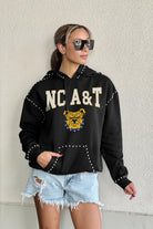 NORTH CAROLINA A&T STATE AGGIES BELLE OF THE BALL STUDDED DETAIL FLEECE FRONT POCKET HOODIE