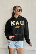 NORTHERN ARIZONA LUMBERJACKS BELLE OF THE BALL STUDDED DETAIL FLEECE FRONT POCKET HOODIE