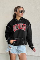 UNLV REBELS BELLE OF THE BALL STUDDED DETAIL FLEECE FRONT POCKET HOODIE