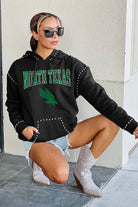 NORTH TEXAS MEAN GREEN BELLE OF THE BALL STUDDED DETAIL FLEECE FRONT POCKET HOODIE