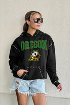 OREGON DUCKS BELLE OF THE BALL STUDDED DETAIL FLEECE FRONT POCKET HOODIE