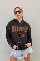 OREGON STATE BEAVERS BELLE OF THE BALL STUDDED DETAIL FLEECE FRONT POCKET HOODIE