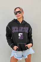 SCRANTON ROYALS BELLE OF THE BALL STUDDED DETAIL FLEECE FRONT POCKET HOODIE