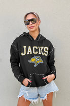 SOUTH DAKOTA STATE JACKRABBITS BELLE OF THE BALL STUDDED DETAIL FLEECE FRONT POCKET HOODIE