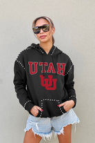 UTAH UTES BELLE OF THE BALL STUDDED DETAIL FLEECE FRONT POCKET HOODIE