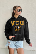 VIRGINIA COMMONWEALTH RAMS BELLE OF THE BALL STUDDED DETAIL FLEECE FRONT POCKET HOODIE