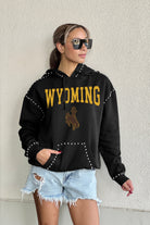 WYOMING COWBOYS BELLE OF THE BALL STUDDED DETAIL FLEECE FRONT POCKET HOODIE