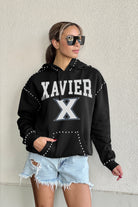 XAVIER MUSKETEERS BELLE OF THE BALL STUDDED DETAIL FLEECE FRONT POCKET HOODIE