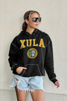 XAVIER UNIVERSITY OF LOUISIANA GOLD BELLE OF THE BALL STUDDED DETAIL FLEECE FRONT POCKET HOODIE