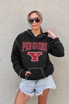 YOUNGSTOWN STATE PENGUINS BELLE OF THE BALL STUDDED DETAIL FLEECE FRONT POCKET HOODIE