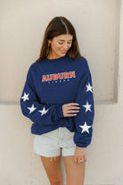 AUBURN TIGERS SIX STARS EMBELLISHED SLEEVE CREWNECK PULLOVER BY MADI PREWETT TROUTT