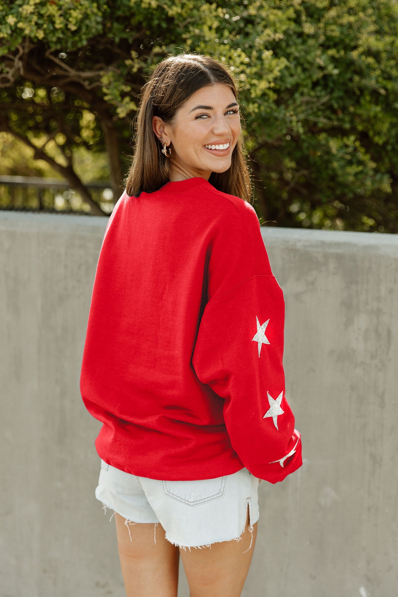 OHIO STATE BUCKEYES TIME TO TAILGATE PREMIUM FLEECE DROP SHOULDER CREWNECK  PULLOVER BY MADI PREWETT TROUTT TROUTT