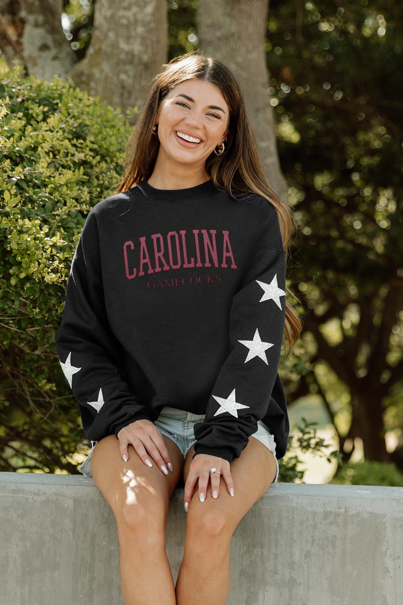 SOUTH CAROLINA GAMECOCKS WINNING TEAM EMBELLISHED SLEEVE CREWNECK PULLOVER BY MADI PREWETT TROUTT