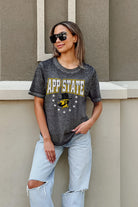 APPALACHIAN STATE MOUNTAINEERS SPRINT TO THE FINISH ACID WASH BOYFRIEND TEE