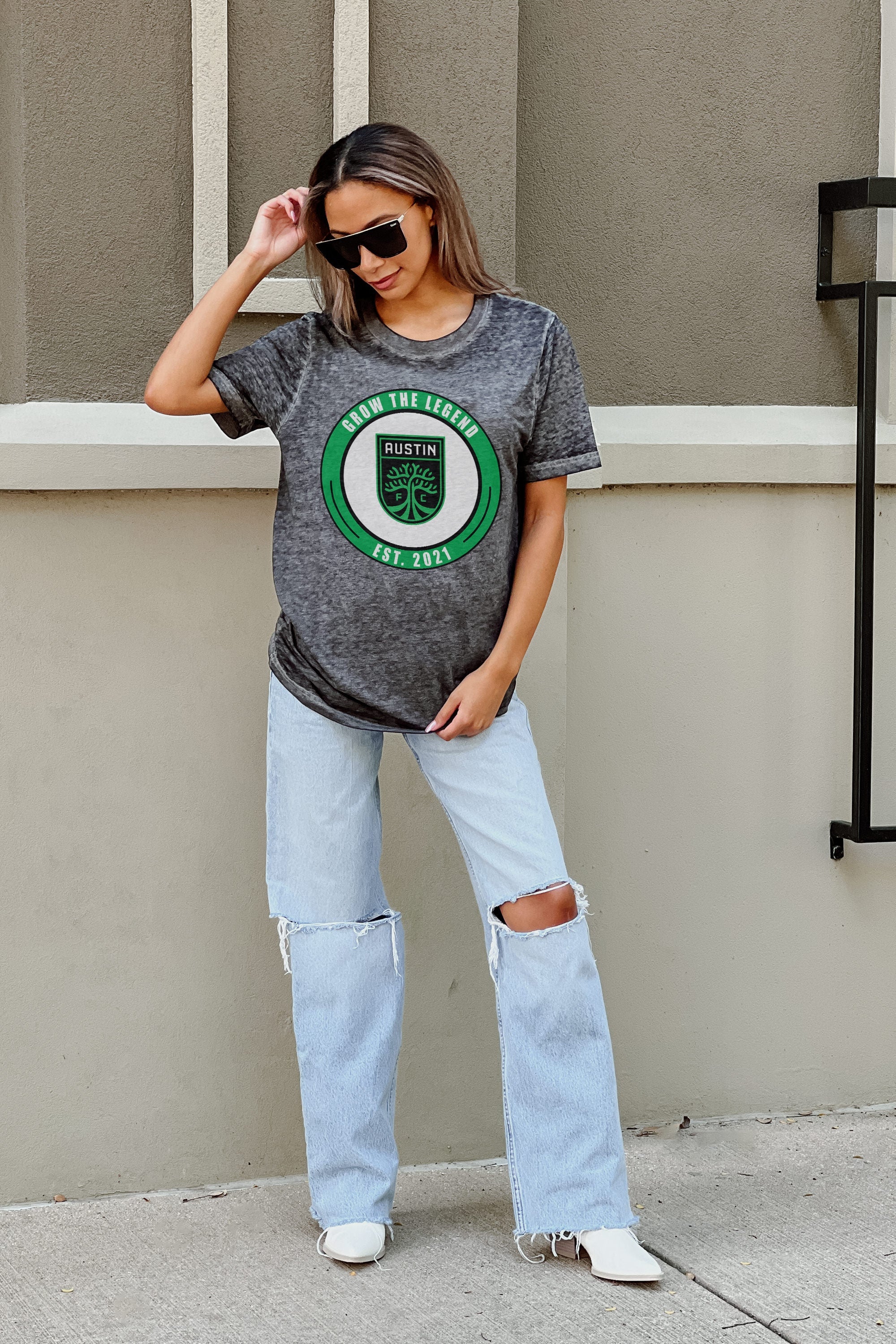 AUSTIN FC CALL OF THE WILD ACID WASH BOYFRIEND TEE