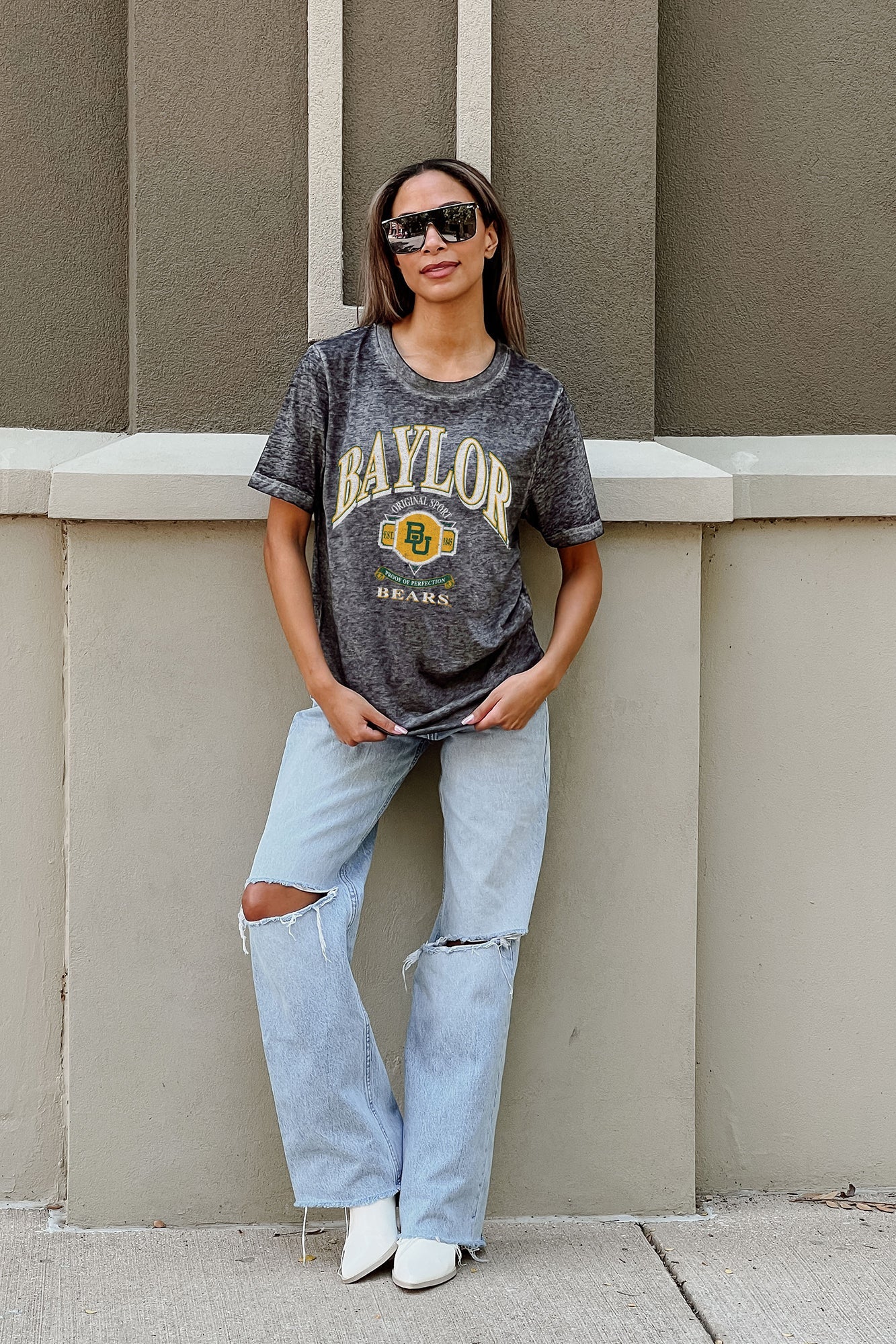 BAYLOR BEARS SWITCH IT UP ACID WASH BOYFRIEND TEE