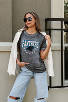 CAROLINA PANTHERS CAN'T CATCH ME ACID WASH BOYFRIEND TEE