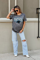 CAROLINA PANTHERS CAN'T CATCH ME ACID WASH BOYFRIEND TEE