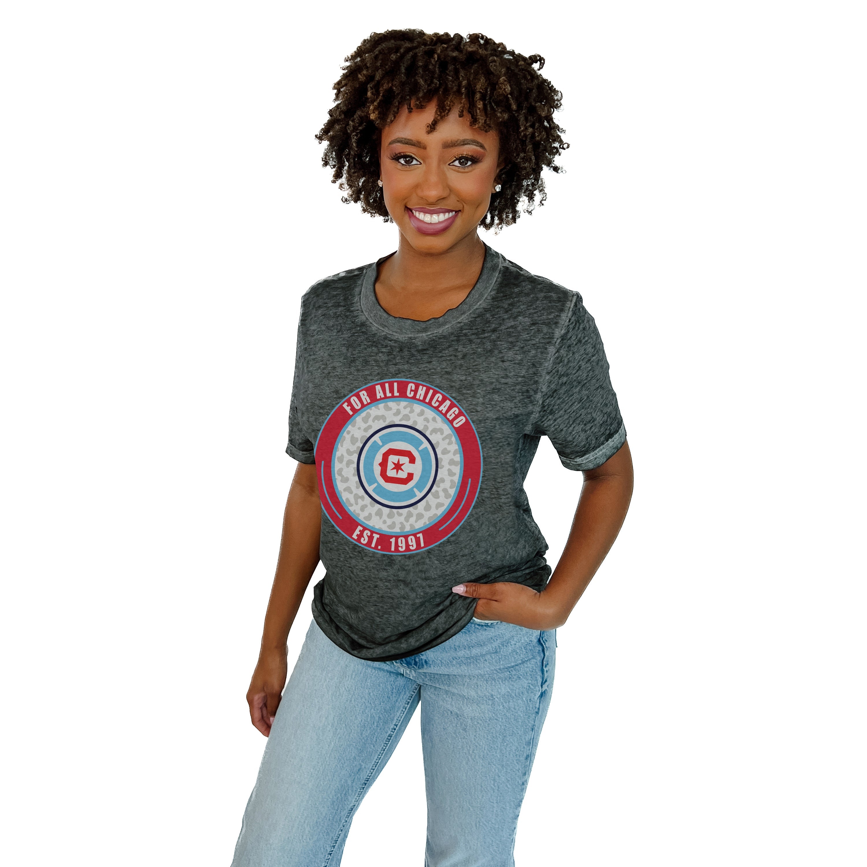 CHICAGO FIRE SC CALL OF THE WILD ACID WASH BOYFRIEND TEE