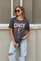 CINCINNATI BEARCATS SPRINT TO THE FINISH ACID WASH BOYFRIEND TEE