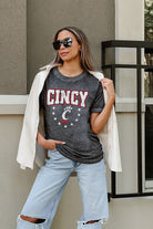 CINCINNATI BEARCATS SPRINT TO THE FINISH ACID WASH BOYFRIEND TEE