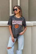 CLEMSON TIGERS SPRINT TO THE FINISH ACID WASH BOYFRIEND TEE