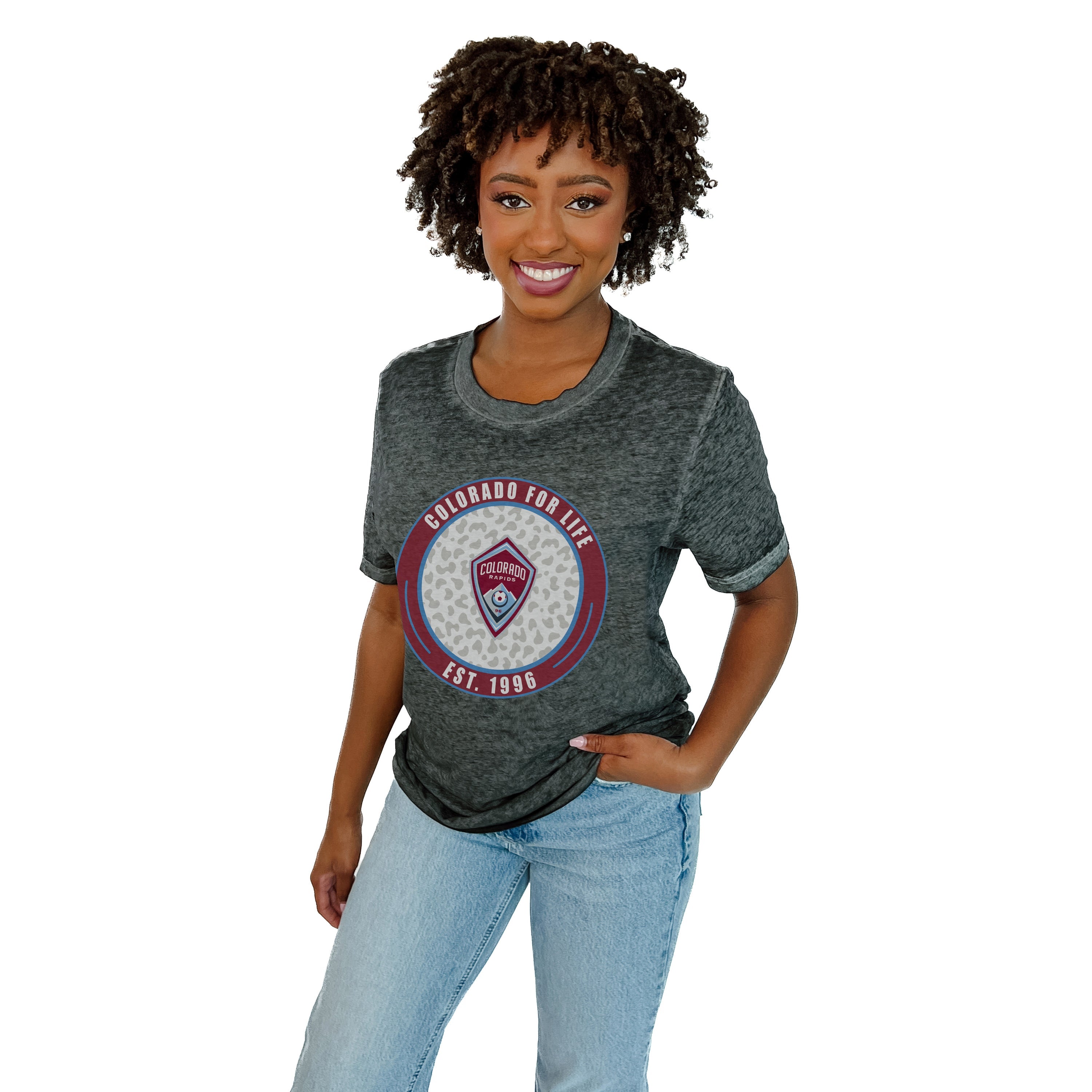 COLORADO RAPIDS CALL OF THE WILD ACID WASH BOYFRIEND TEE