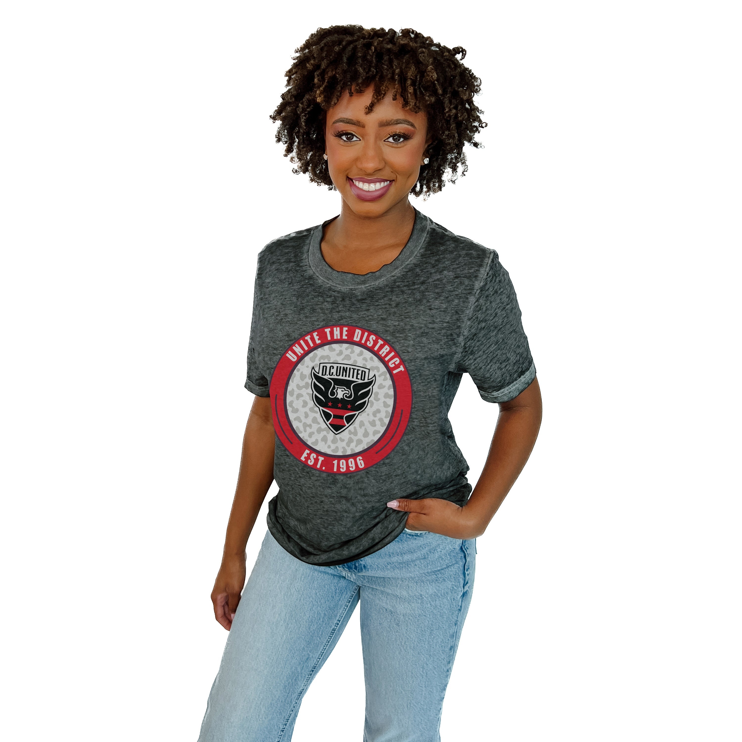 DC UNITED CALL OF THE WILD ACID WASH BOYFRIEND TEE