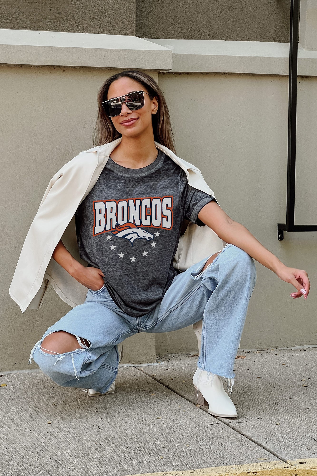 DENVER BRONCOS VICTORIOUS VIXEN SHORT SLEEVE FLOWY TEE