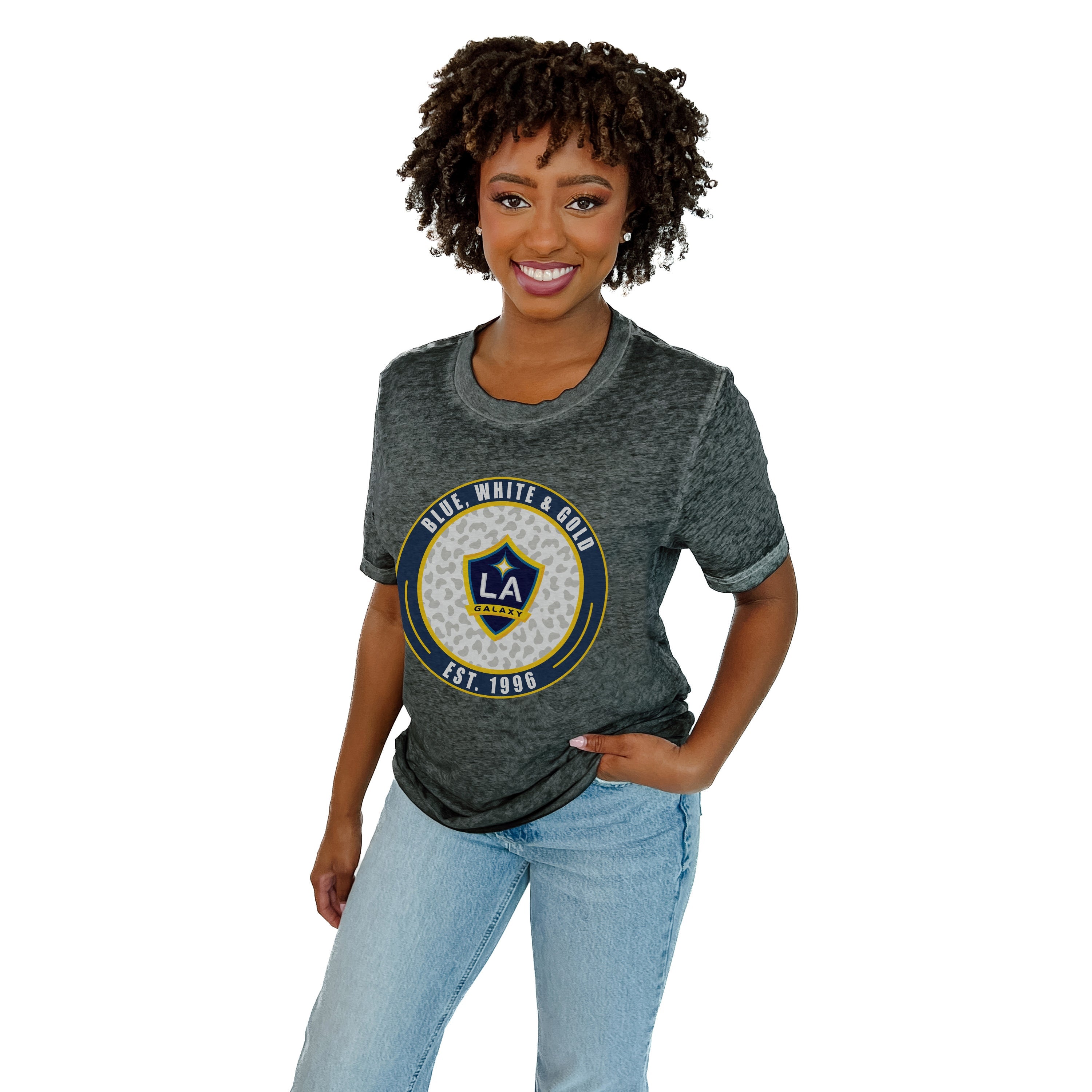 LOS ANGELES GALAXY CALL OF THE WILD ACID WASH BOYFRIEND TEE