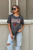 LOUISVILLE CARDINALS SPRINT TO THE FINISH ACID WASH BOYFRIEND TEE