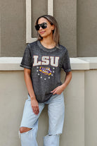 LSU TIGERS SPRINT TO THE FINISH ACID WASH BOYFRIEND TEE