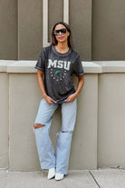 MICHIGAN STATE SPARTANS SPRINT TO THE FINISH ACID WASH BOYFRIEND TEE