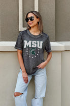 MICHIGAN STATE SPARTANS SPRINT TO THE FINISH ACID WASH BOYFRIEND TEE