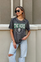 MARSHALL THUNDERING HERD SPRINT TO THE FINISH ACID WASH BOYFRIEND TEE