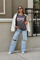 NEW ENGLAND PATRIOTS CAN'T CATCH ME ACID WASH BOYFRIEND TEE