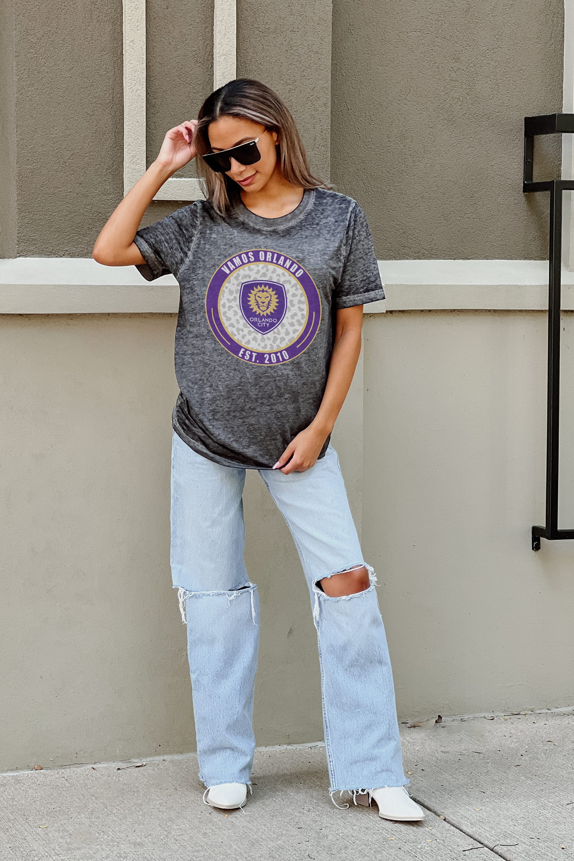 ORLANDO CITY SC CALL OF THE WILD ACID WASH BOYFRIEND TEE