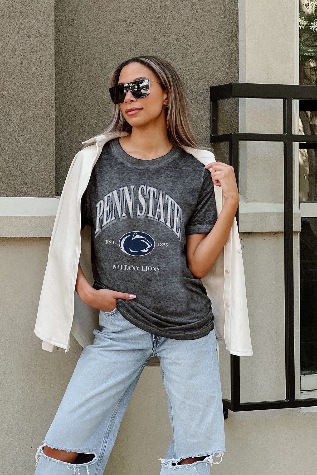 PENN STATE NITTANY LIONS SWITCH IT UP ACID WASH BOYFRIEND TEE