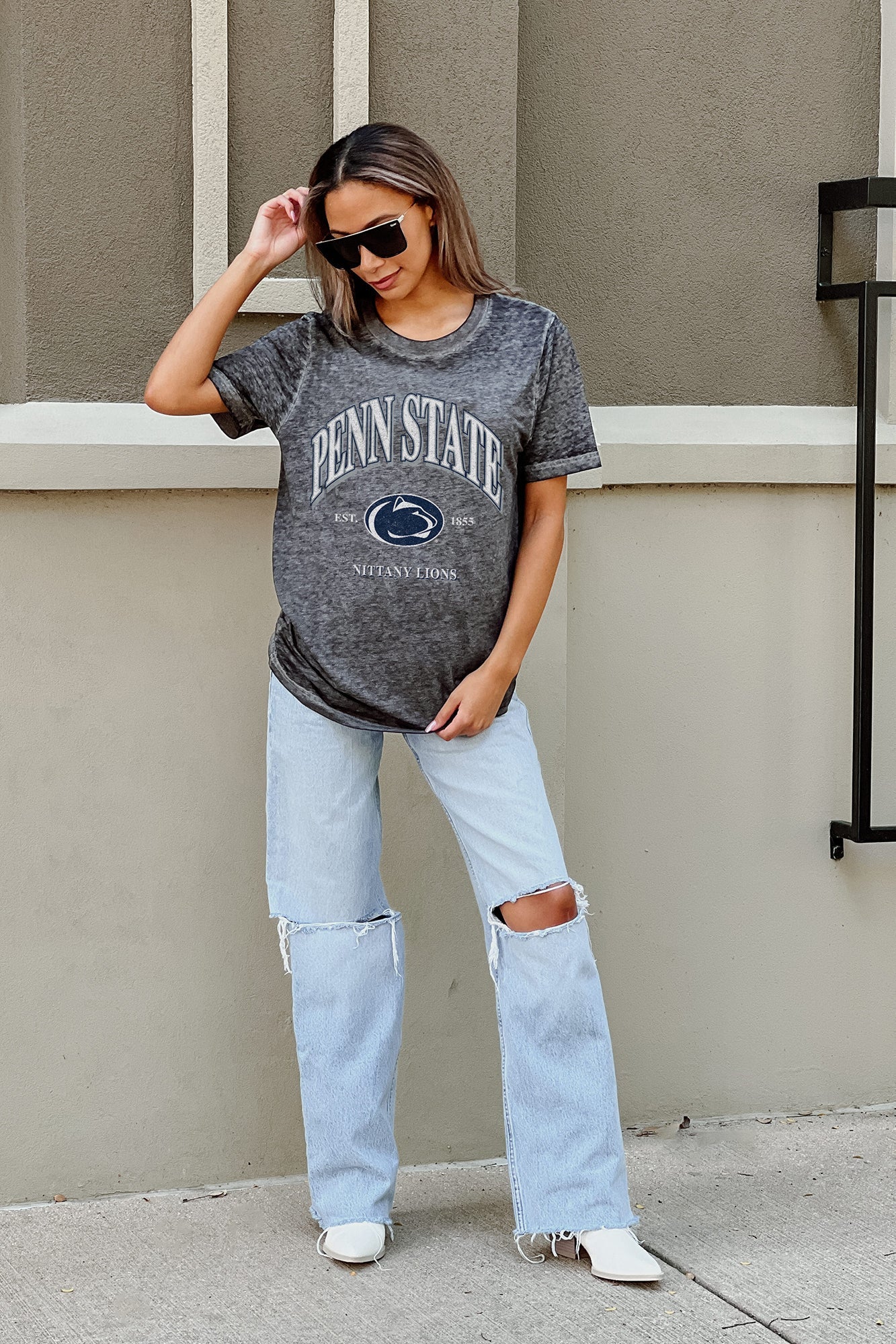 PENN STATE NITTANY LIONS SWITCH IT UP ACID WASH BOYFRIEND TEE