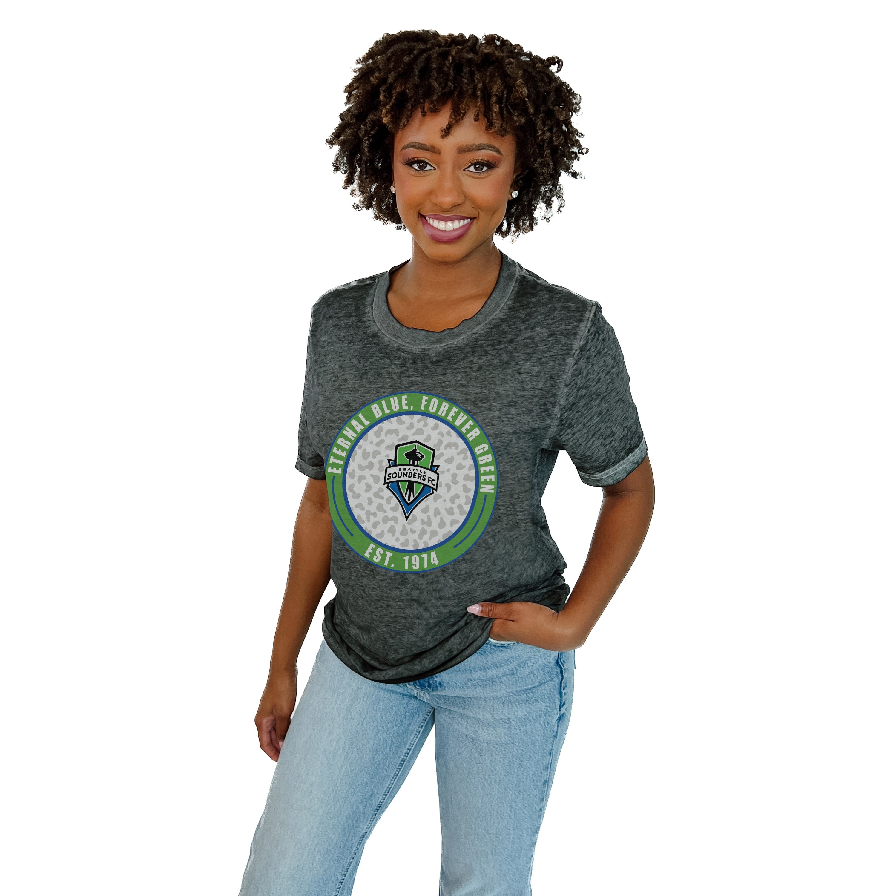 SEATTLE SOUNDERS FC CALL OF THE WILD ACID WASH BOYFRIEND TEE