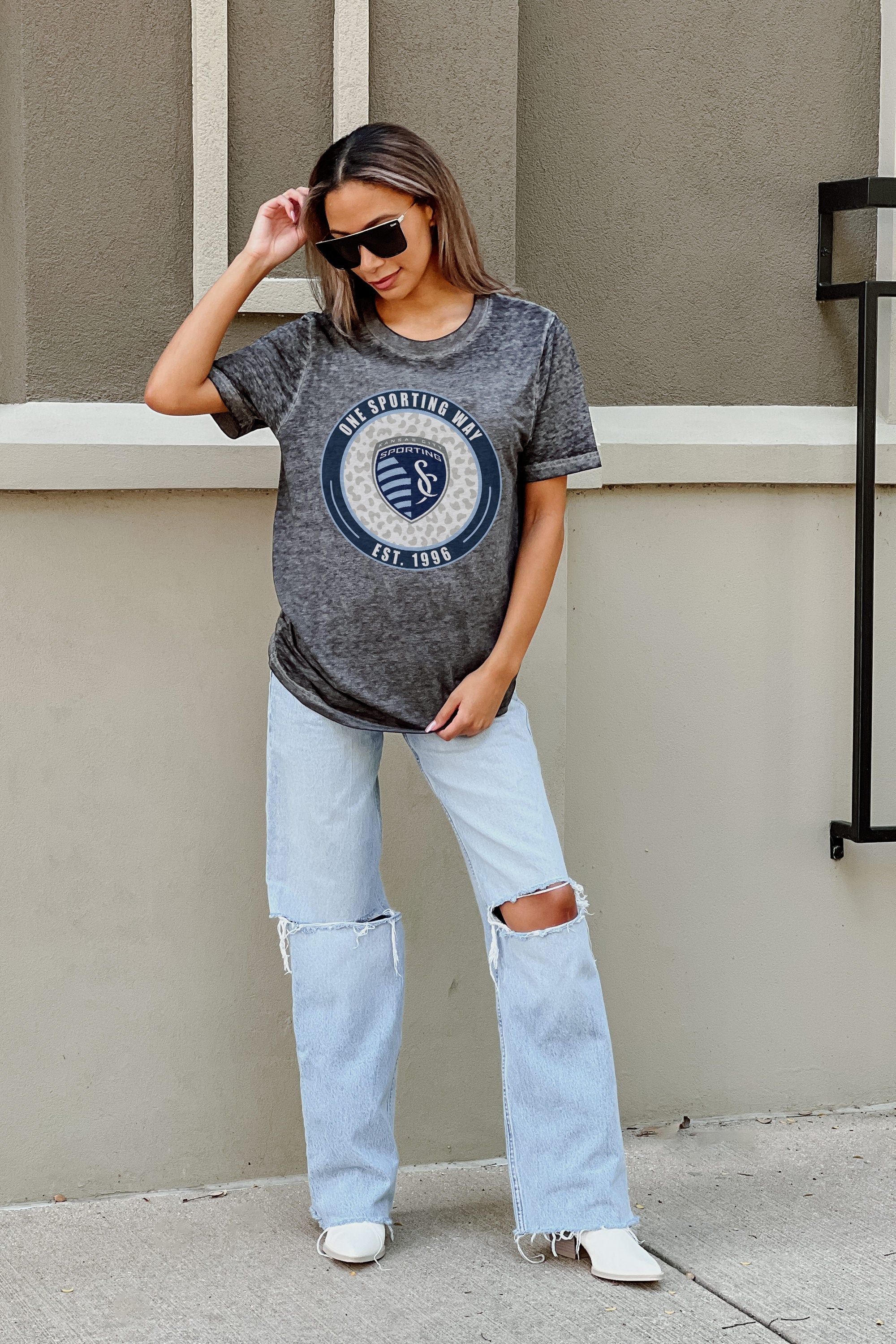 SPORTING KANSAS CITY CALL OF THE WILD ACID WASH BOYFRIEND TEE