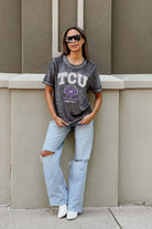 TCU HORNED FROGS SWITCH IT UP ACID WASH BOYFRIEND TEE