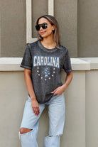 NORTH CAROLINA TAR HEELS SPRINT TO THE FINISH ACID WASH BOYFRIEND TEE