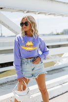 LSU TIGERS HATS OFF RAW HEM CROP SWEATSHIRT