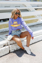 LSU TIGERS HATS OFF RAW HEM CROP SWEATSHIRT