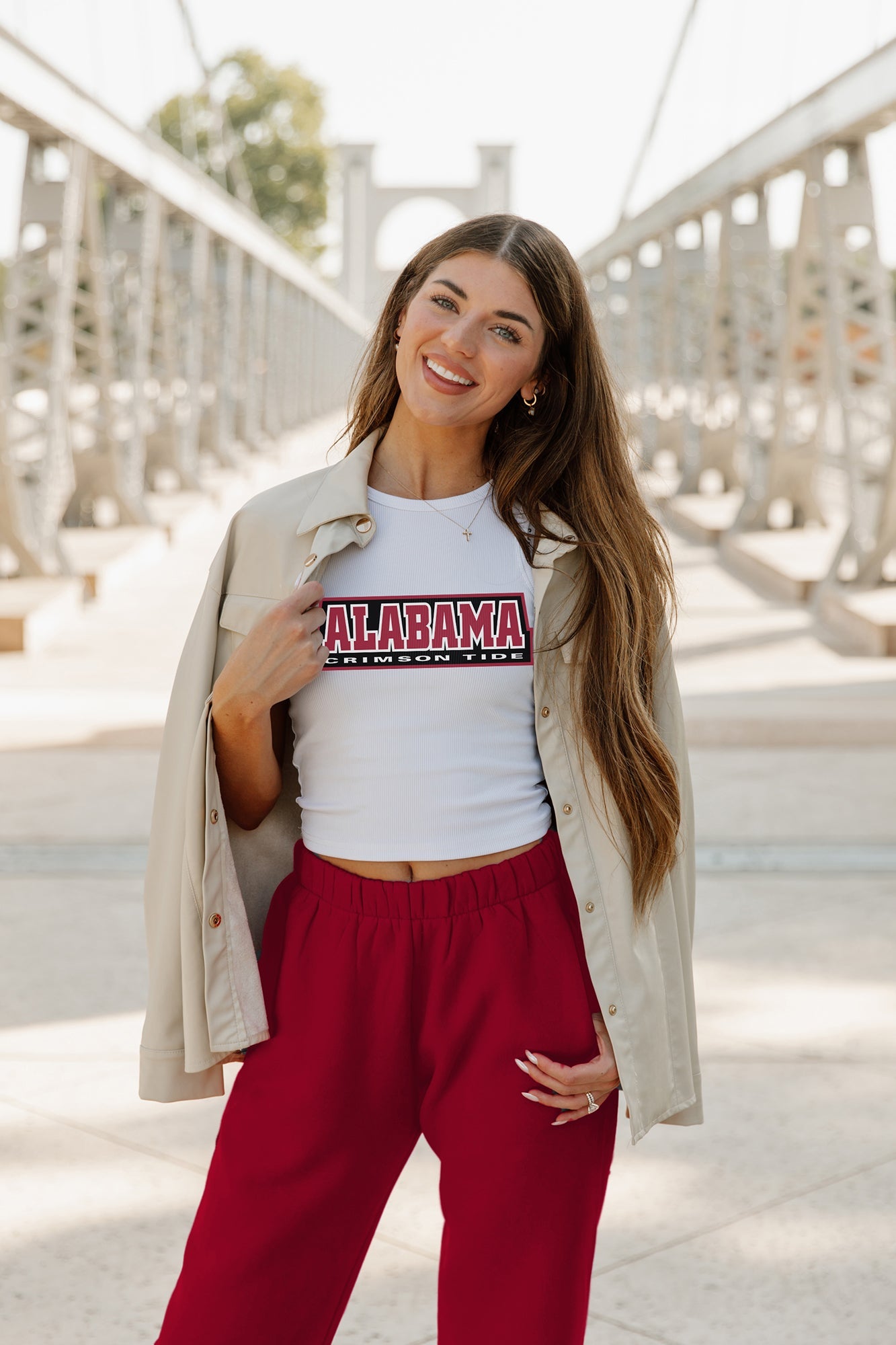 ALABAMA CRIMSON TIDE WEEKEND GOALS ESSENTIAL RIBBED CROP TANK BY MADI PREWETT TROUTT